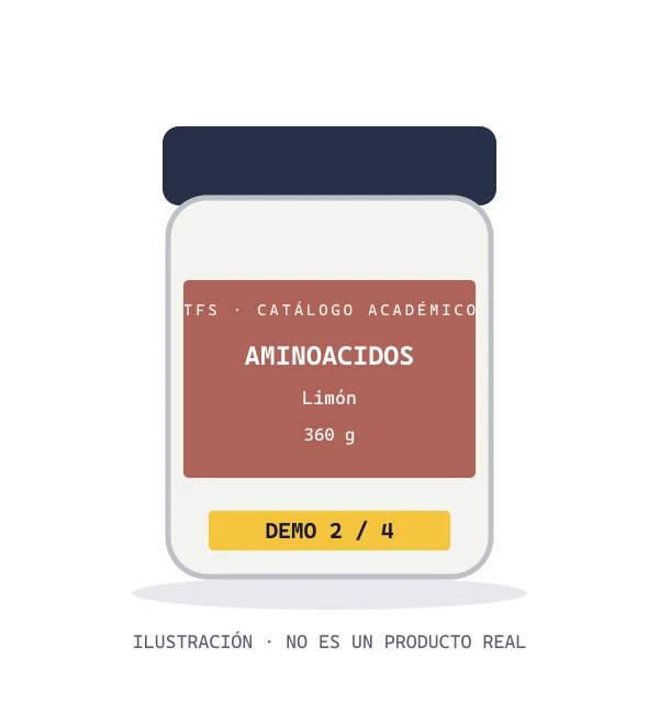 Ilustración de demostración de Aminoácidos esenciales limón; no es una fotografía de un producto real.